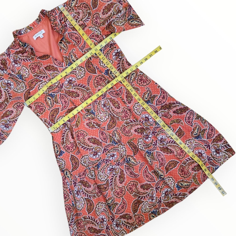 NANETTE LEPORE Dusky Orange Paisley Print Shift Dress - Size 10 - Picture 13 of 16